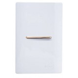 Conjunto Interruptor Simples Horizontal 4x2 - Novara Branco Brilhante Gold